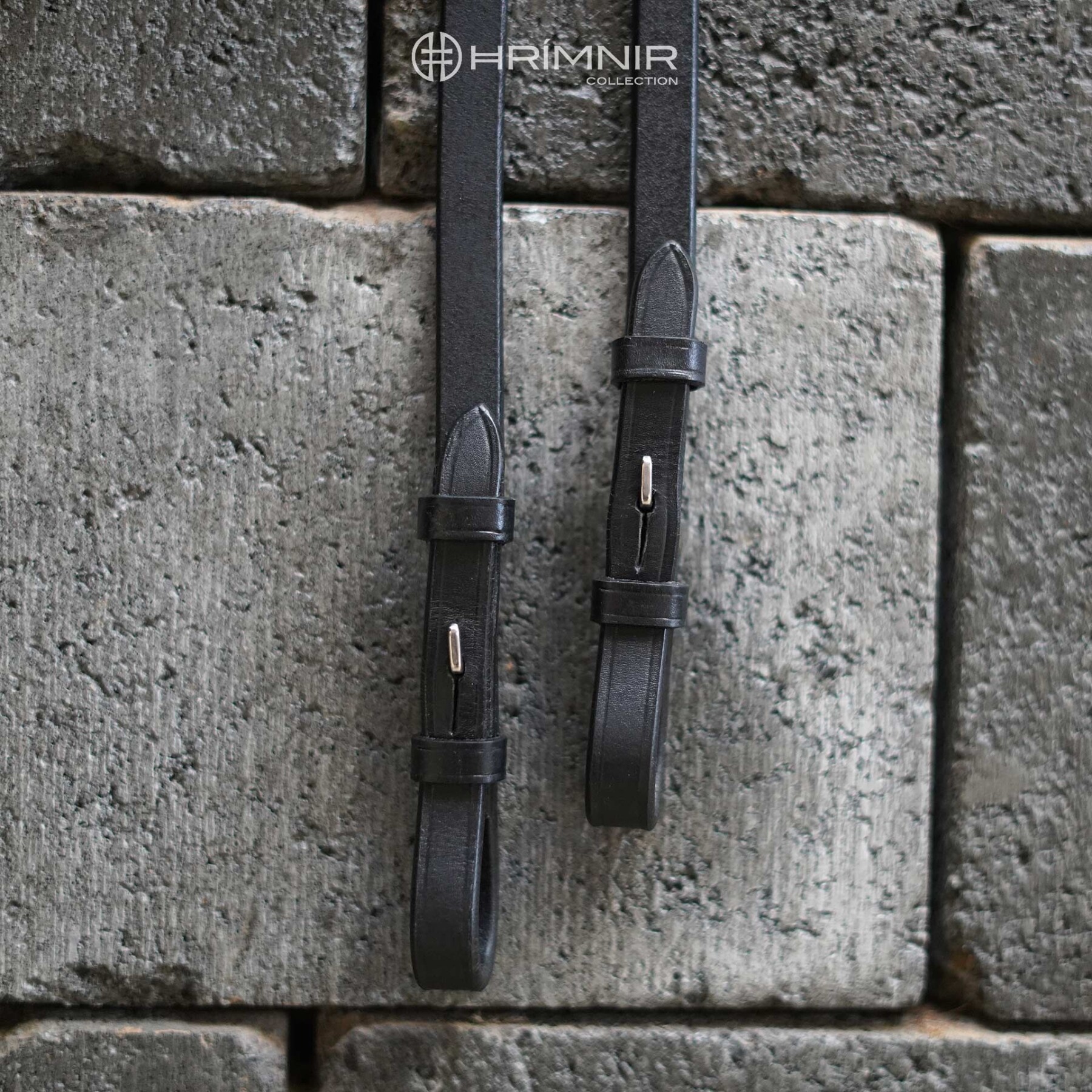 Close up leather reins buckle 